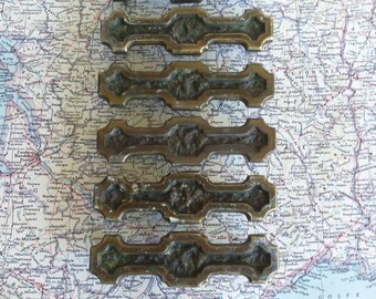 SALE! 6 medieval style 1970's brass metal handles