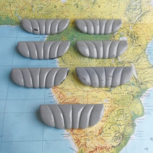 FREE shipping!  7 gray painted Deco style brass/metal handles