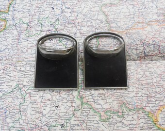 SALE! 2 mod black/silvertone metal pull handles