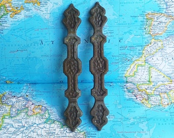 SALE! 2 medieval style 1970's brass/metal handles