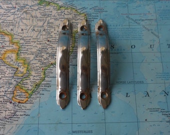 SALE! 3 slim mid century silvertone metal handles