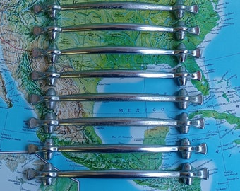 SALE! 8 slim vintage 50's atomic silvertone metal handles