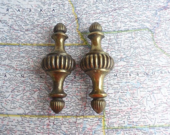 SALE! 2 vintage chunky textured brass metal handles