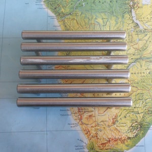 FREE shipping! 6 mod style slim silver tone metal handles
