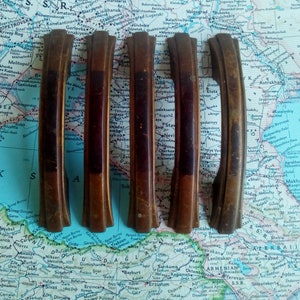 FREE shipping! 5 curved Art Deco distressed metal handles