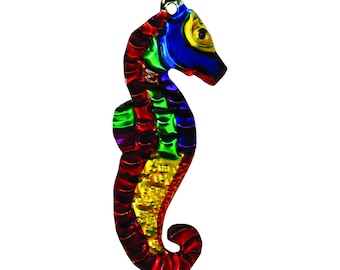 Hand-Punched Tin Ornament | Seahorse | Colorful Mexican Folk Art | Mexico