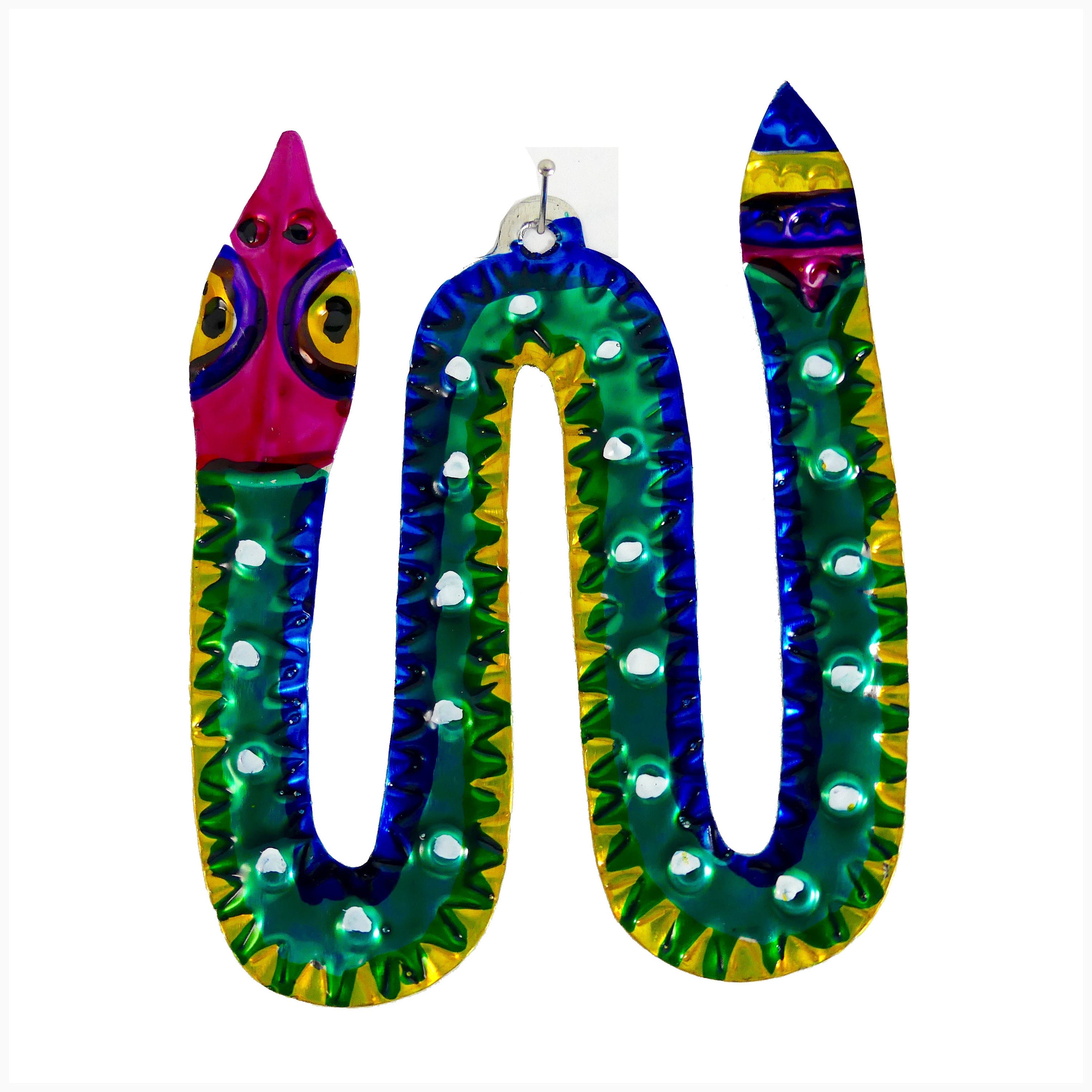 Hand-punched Tin Ornament | Snake | Colorful Mexican Folk Art
