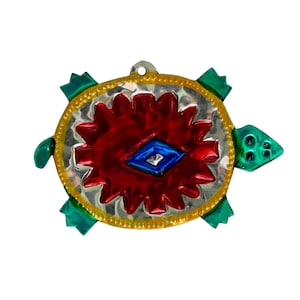 TURTLE Hand-Punched Tin Metal Ornament | 5” | Colorful Mexican Folk Art | Mexico