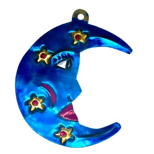 Crescent MOON  LUNA Punched Tin Ornament, Mexican Folk Art, Mexico