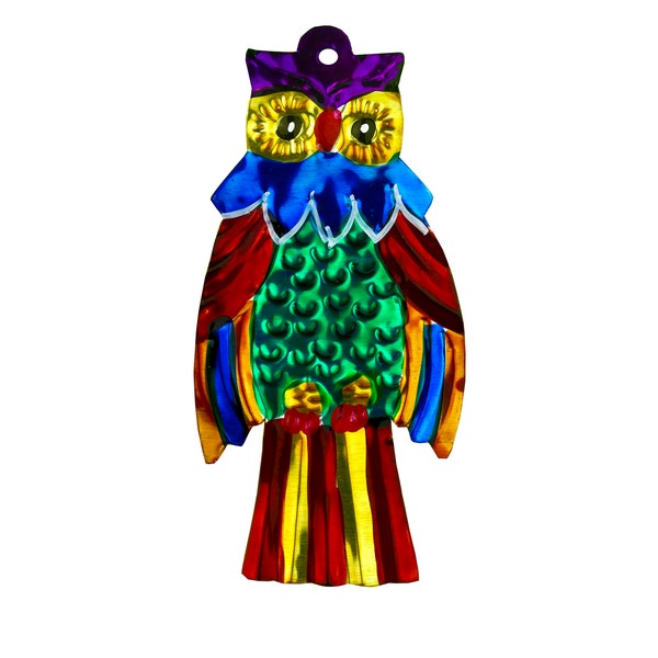 OWL Punched Tin Bird Ornament | Mexican Folk Art | Mexico