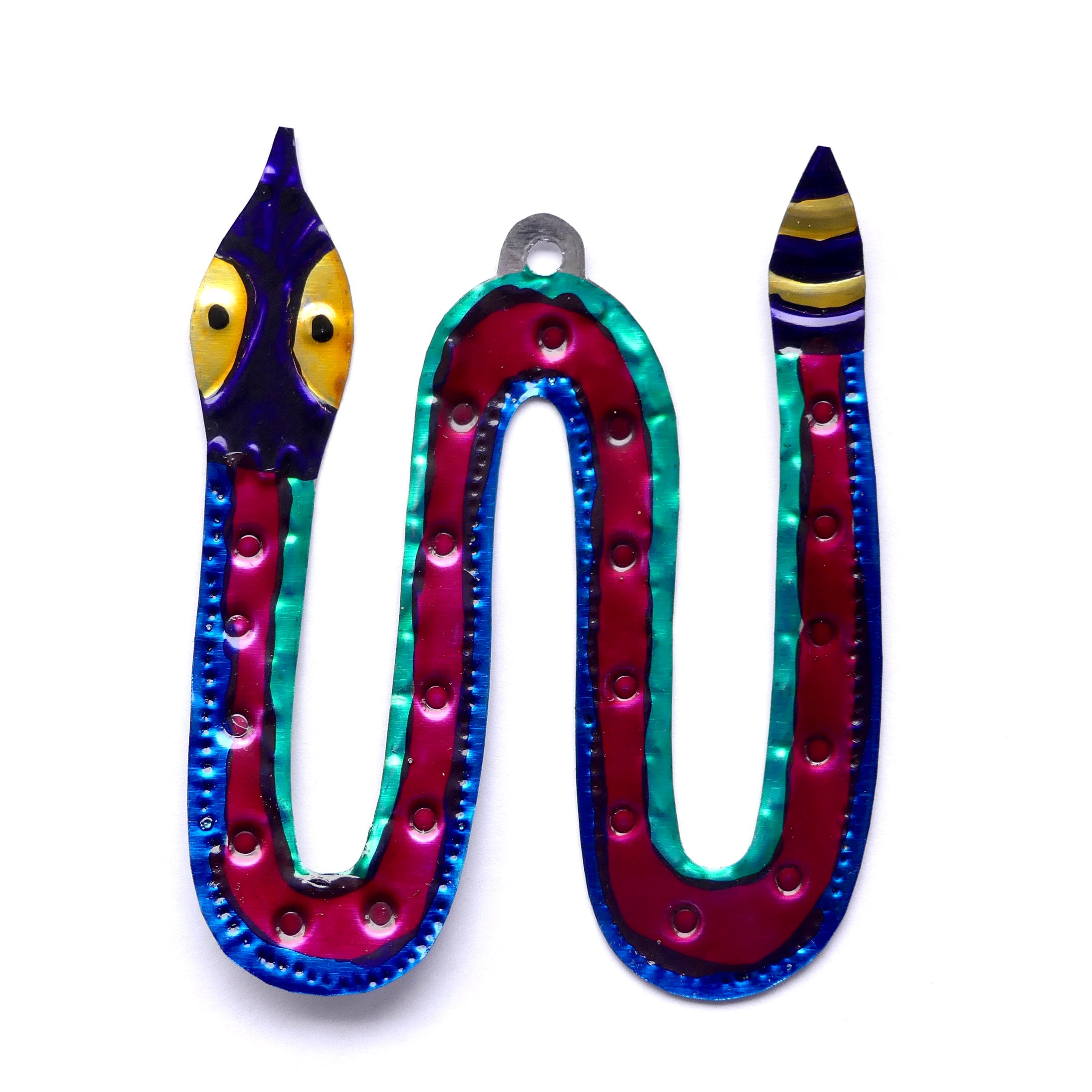 Hand-punched Tin Ornament | Snake | Colorful Mexican Folk Art