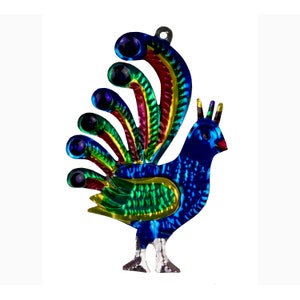 Hand-Punched Tin Peacock Ornament | Bird Pavo Real| Colorful Mexican Folk Art