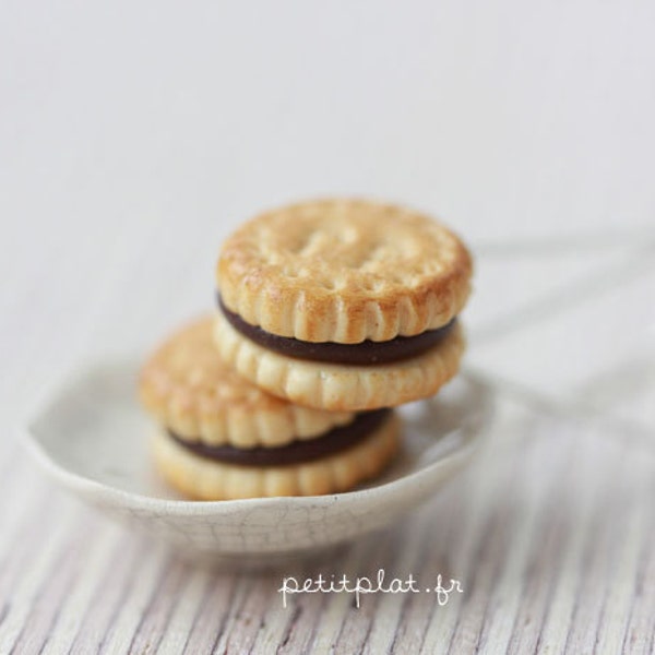 Chocolate Filled Biscuit  - Sterling Silver Earrings - Cookie Collection