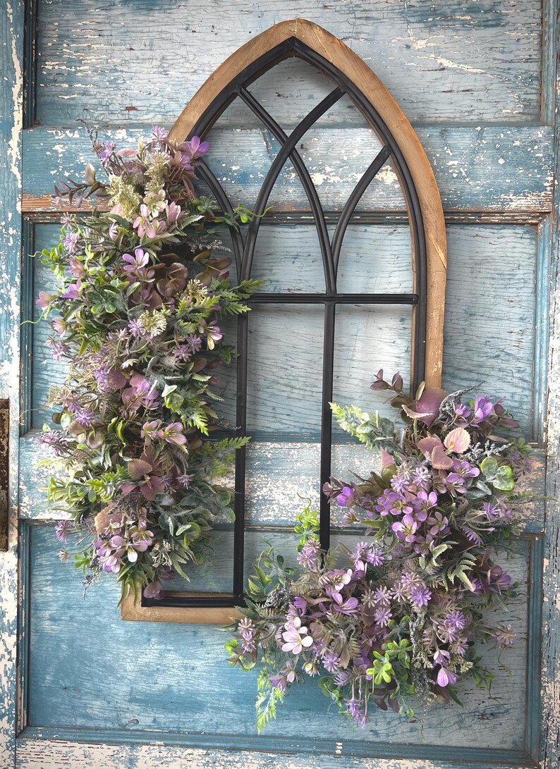 Floral Cathedral Window Frame: Spring Summer Wall Decor (31”x24”x6.5 ...