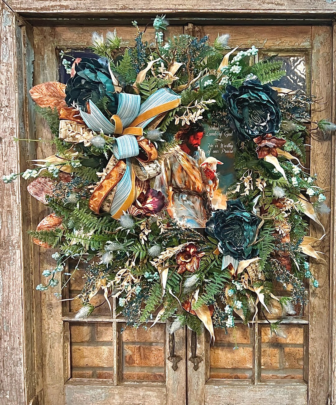 Easter Fern Wreath, Behold the Lamb Floral Jesus-easter Wreath 30