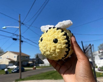 Bee Plushie: Crochet Amigurumi, Handmade Stress Ball, Stuffed Animal