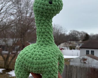 Dinosaur Plushie: Crochet Amigurumi, Handmade Brontosaurus Stuffed Animal