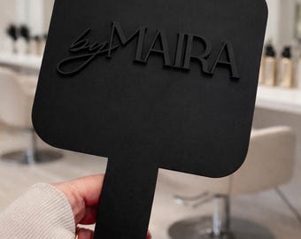 Personalised Handheld Salon Mirror | 3D Acrylic Business Logo