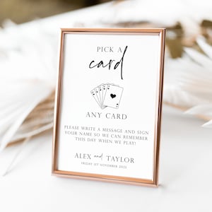 Printed Playing Cards Guest book, Pick A Card Sign Wedding Sign, Guest Book Idea,  A4 or A5