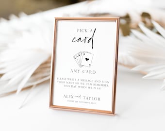 Printed Playing Cards Guest book, Pick A Card Sign Wedding Sign, Guest Book Idea,  A4 or A5