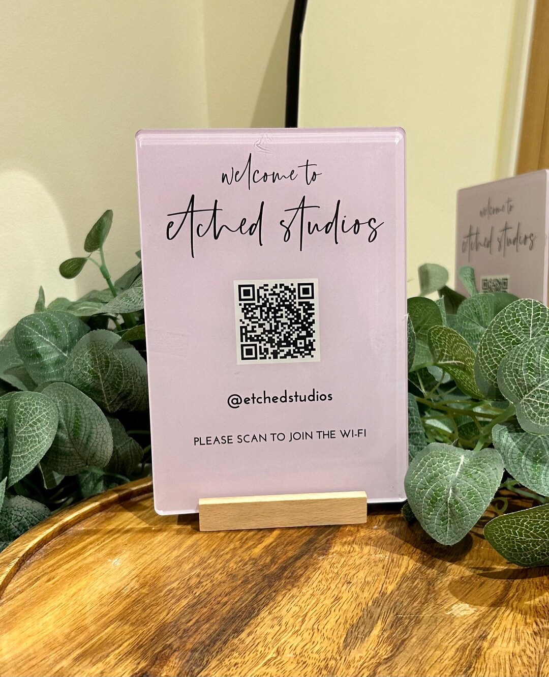 QR Code Display Sign With Wooden Stand 5x7 Socials Sign Welcome To - Etsy