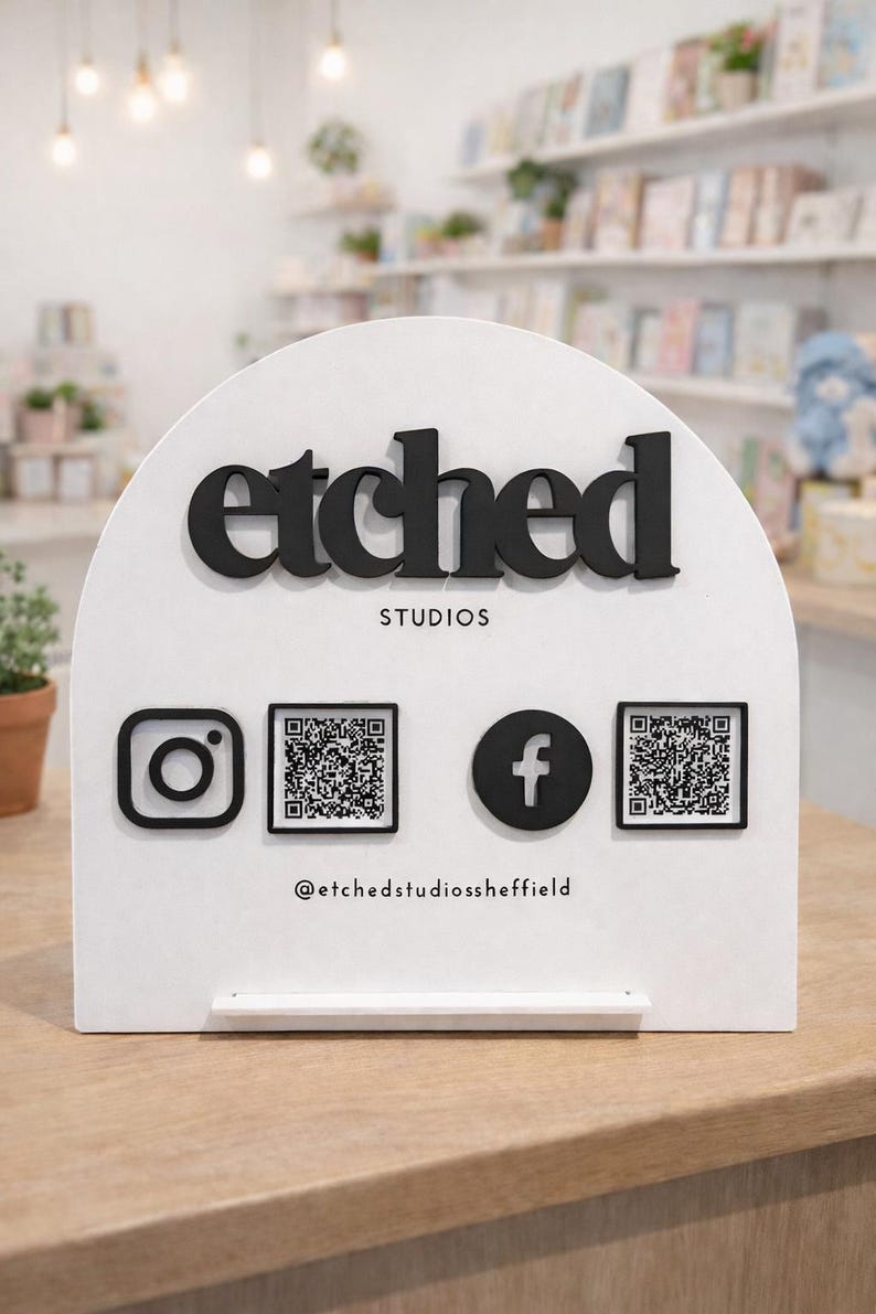 Personalised Acrylic QR Code Sign – Social Media Display for Business ...