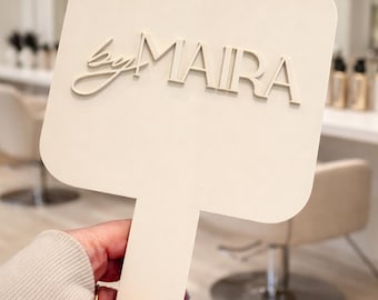 Personalised Handheld Salon Mirror | 3D Acrylic Business Name | Dental Practice | Aesthetics | Beautician
