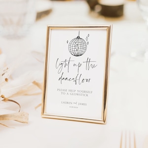 Printed Light Up The Dance Floor Sign | Glow Sticks | Wedding Sign | Bar Sign | A4 or A5