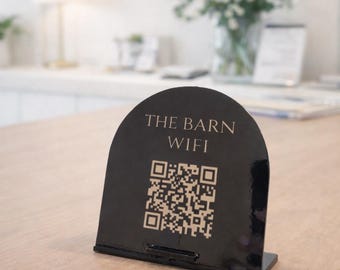 Custom QR Code WiFi Sign | Acrylic Display with Stand