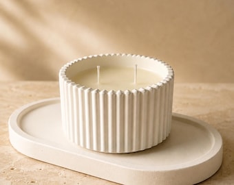 Ribbed Jar Soy Wax Candle, Minimalist Home Decor Gift Set