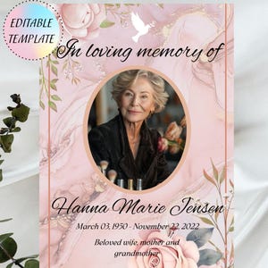 Modelo de obituário editável no Canva Digital Download