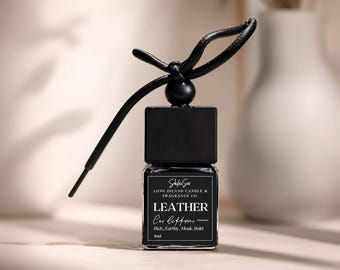 Black Hanging Car Diffuser | Luxurious Leather Scent | Bold & Earthy Aromatherapy | Long-Lasting Auto Fragrance | 8ml