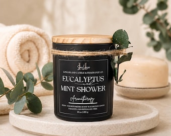 Eucalyptus Mint Aromatherapy Candle | Hand-Poured Soy Wax, 10 oz