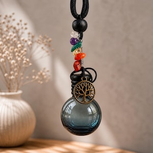 Incense Car Diffuser – Chakra Stones & Tree of Life Charm | Aromatherapy Car Freshener