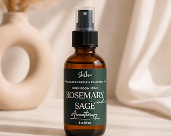 Rosemary and Sage Linen Room Spray | Aromatherapy Mist | 4 oz Natural Fabric & Room Freshener