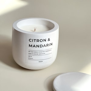 Handmade Scented Soy Candle, Handmade Concrete Container, Wood Wick, Cotton Wick, 100% Soy Wax, Vegan Candle, Aesthetics Candles