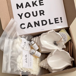 DIY Soy Candles Making Kit, Aesthetic Concrete  Containers for Soy Candles, Make Your Own  2 Scented Candles ,Gifts for Her, Vegan Gift Box
