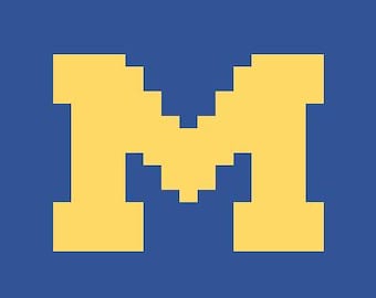 Blue and Yellow "M" Chunky Knit Blanket **Pattern Only**