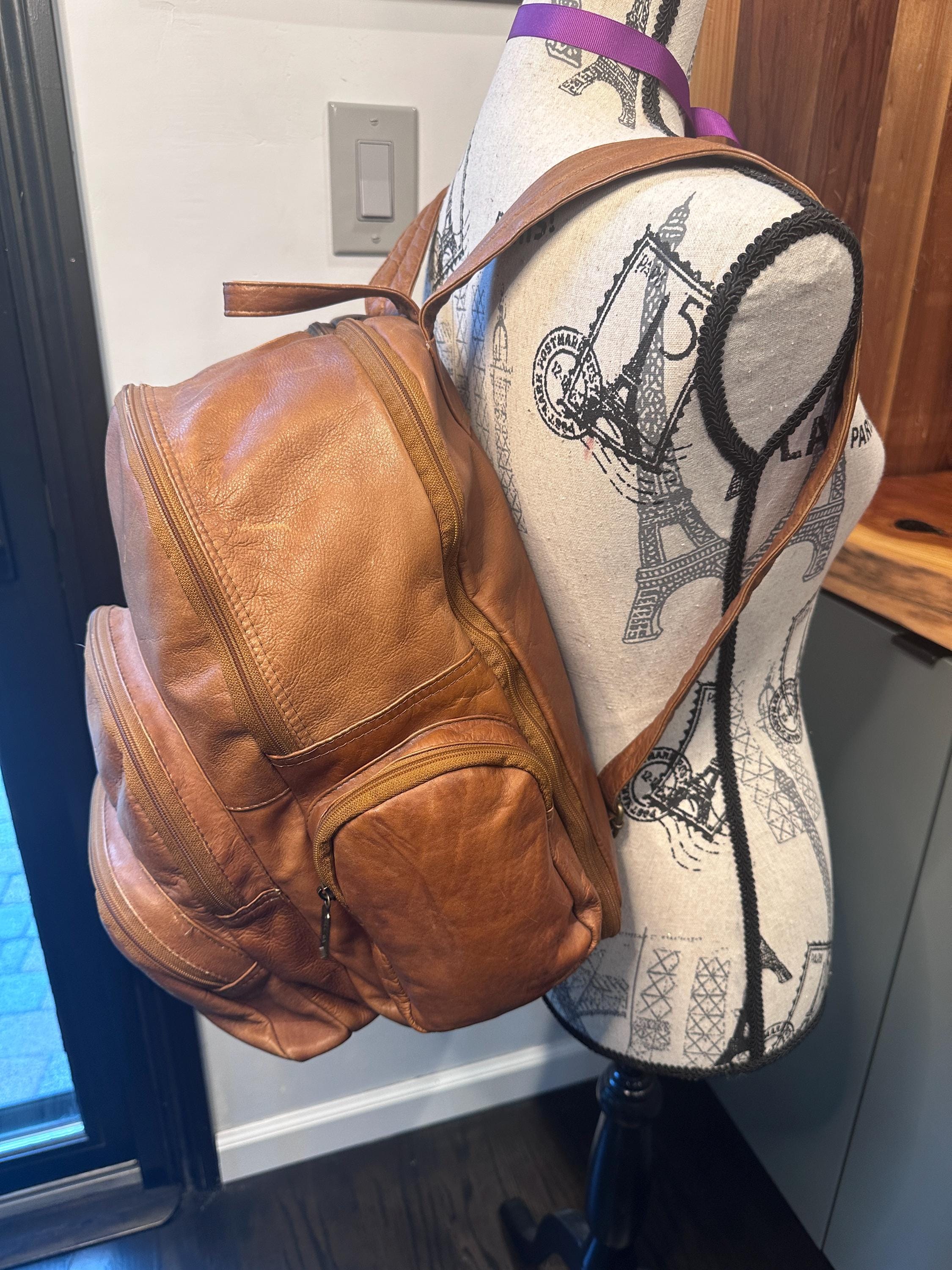 80s Leather Backpack - Etsy
