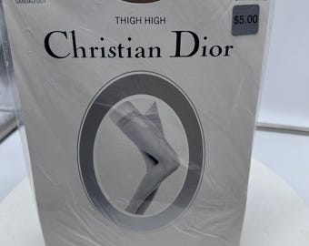 Vintage 80s Christian Dior Thigh Highs - French Champagne Sheer Sandalfoot (Medium)