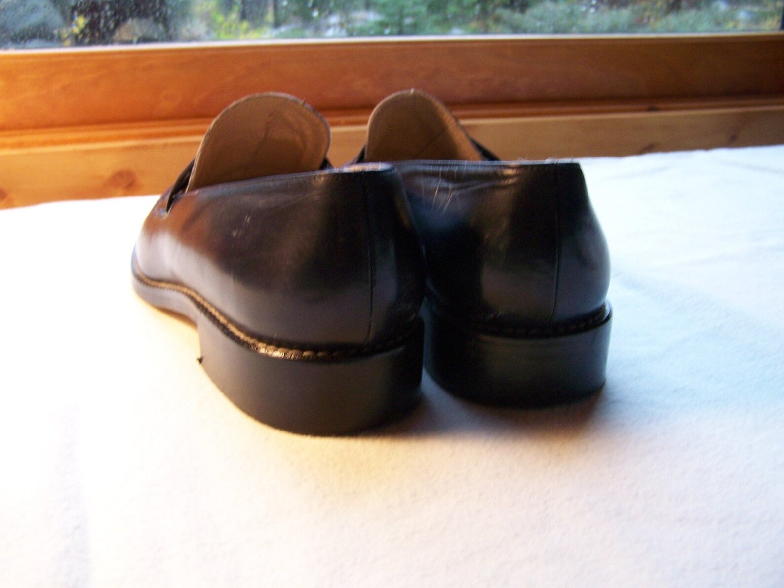 navy blue and white loafers