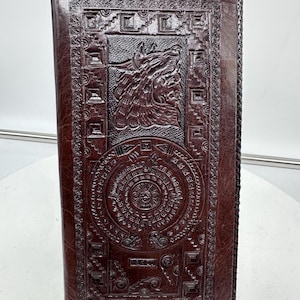 Vintage 60er schlanke falten punzierte Leder Geldbörse Scheckbuch Made in Mexico Reißverschlussfach 8 "lang