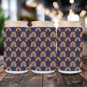 Boîte en verre arc-en-ciel Pride - 13 ou 18 oz givré sublimé - Célébrations et cadeaux LGBTQ+ - Verres pour toutes les occasions