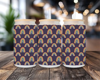 Pride Rainbow Glass Can - 13 or 18 oz Frosted Sublimated - LGBTQ+ Celebrations & Gifts - Drinkware for Every Occasion