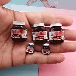 2 oder 4 Stück mini Nutella Mini Haselnusssauce Schokoladensauce mini Dose realistisch Miniatur Handwerk Kinder Spielzeug Puppenhaus Requisiten