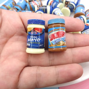 Mini peanut butter mayo mini mayonnaise fake condiment mini jar food realistic miniature craft supplies kids toys dollhouse doll prop