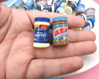Mini peanut butter mayo mini mayonnaise fake condiment mini jar food realistic miniature craft supplies kids toys dollhouse doll prop