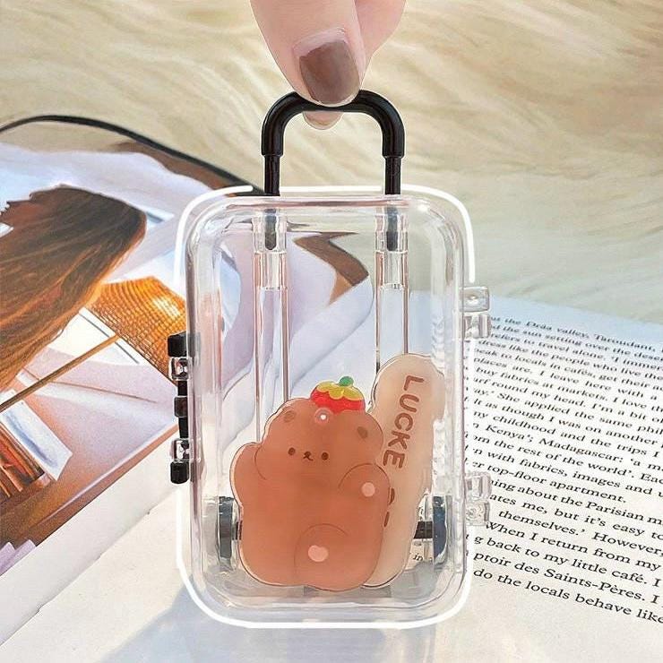 miniature clear luggage bags for dolls realistic mini suitcase for dollhouse doll prop miniature accessories doll moms girls gifts