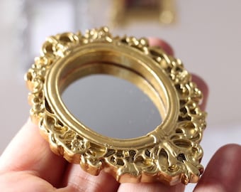 Super cute realistic vintage style mini mirrors with back stickers mini furniture for dollhouse model building miniature kids toys doll prop