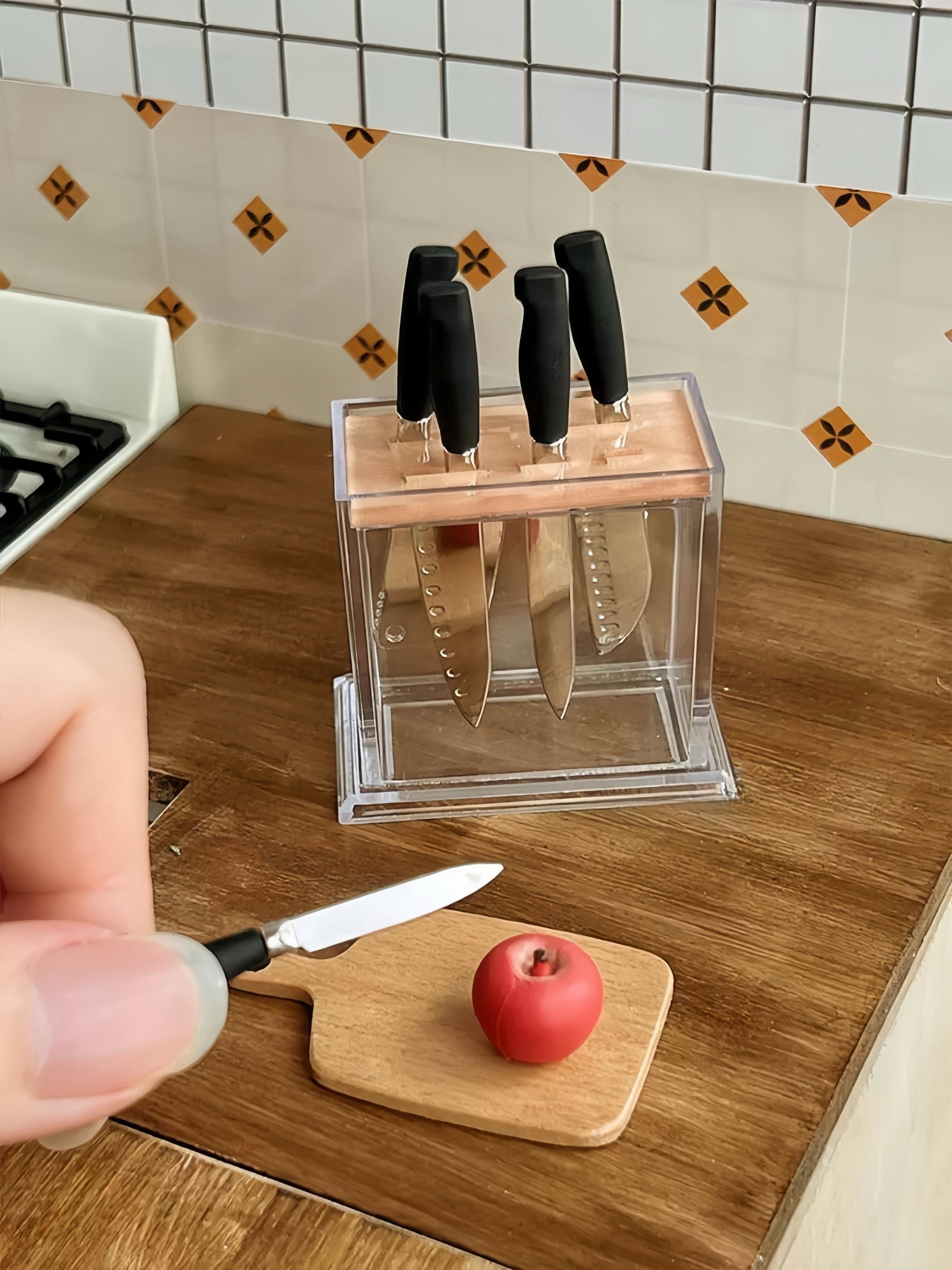 set of 6 miniature knife block set miniature knives mini kitchen mini culinary set mini knives dollhouse doll props